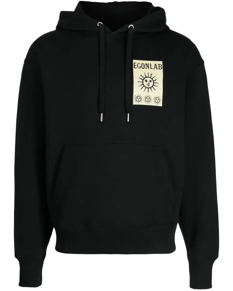 Egonlab Hoodie mit Logo-Patch - Schwarz Schwarz