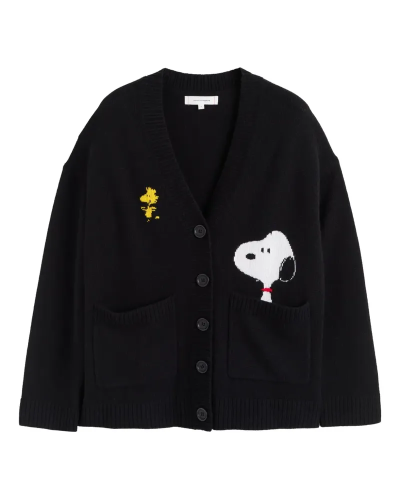 Chinti & Parker Snoopy Cardigan mit Tasche - Schwarz Schwarz