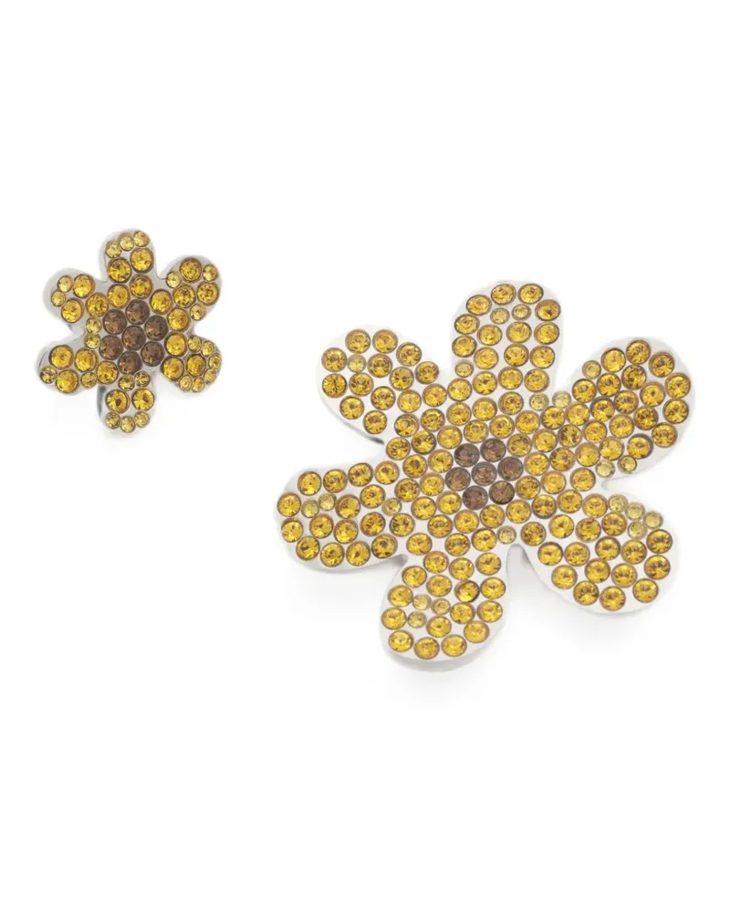 Marni rhinestone-embellished daisy brooches - Silber Silber