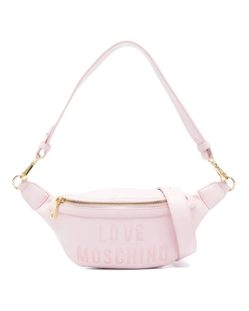 Moschino Gürteltasche mit Pailletten-Logo Rosa