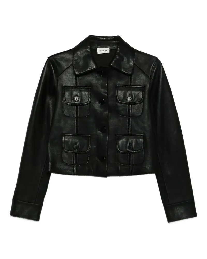 P.A.R.O.S.H. P.A.R.O H. Macio Lederjacke mit Klappentasche - Schwarz Schwarz