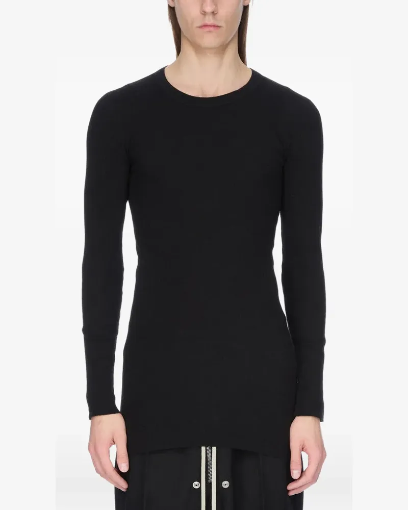 Rick Owens Langarmshirt mit Rundhalsausschnitt - Schwarz Schwarz
