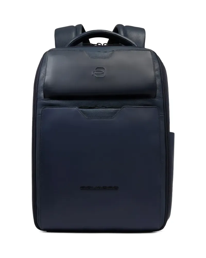 Piquadro Laptop-Rucksack aus Leder 14 Zoll - Blau Blau