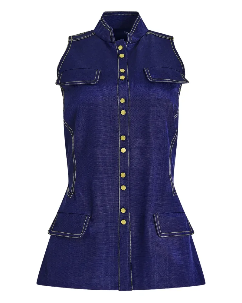 Rosie Assoulin ridged buttoned vest - Blau Blau