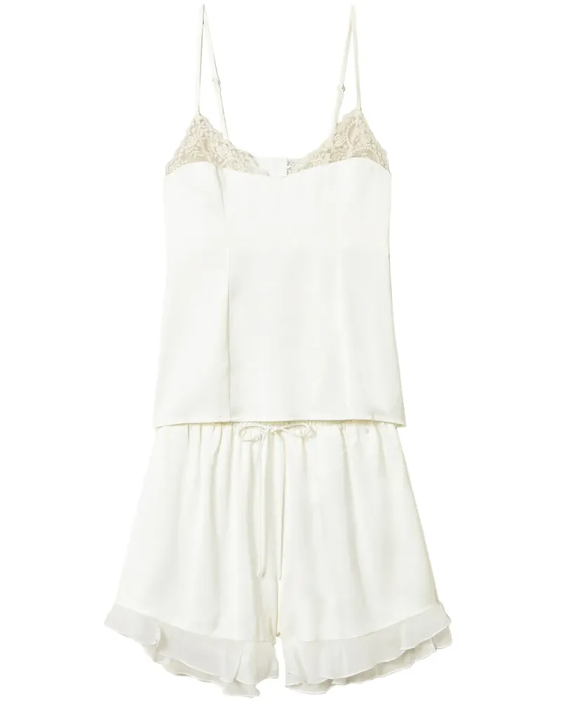 Twin-Set Pyjama mit Spitzendetail - Weiß Weiß
