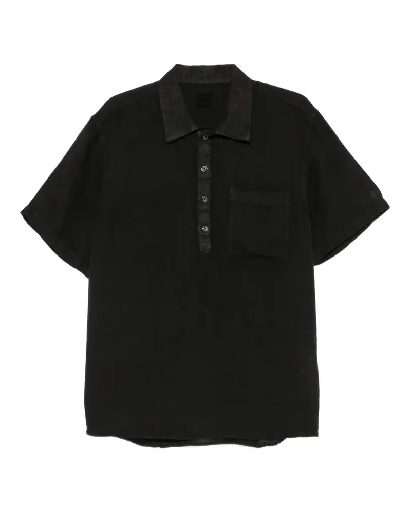 120% Lino short-sleeve chest-pocket shirt - Schwarz Schwarz