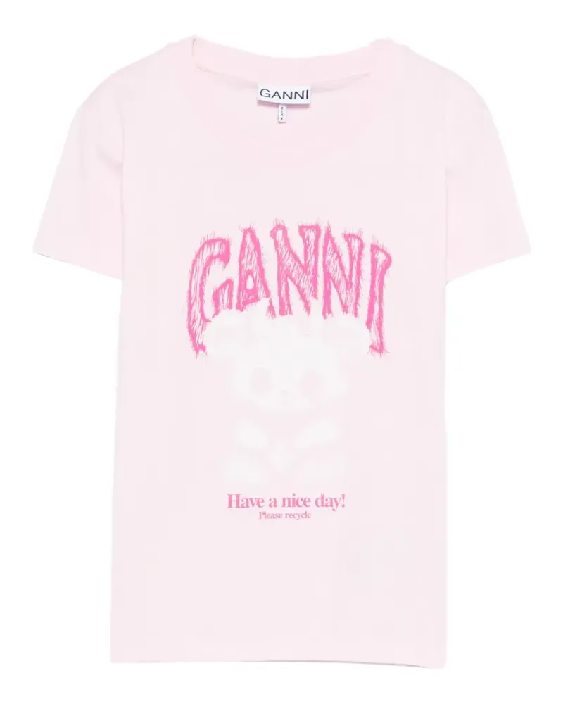 Ganni graphic-print T-shirt - Rosa Rosa
