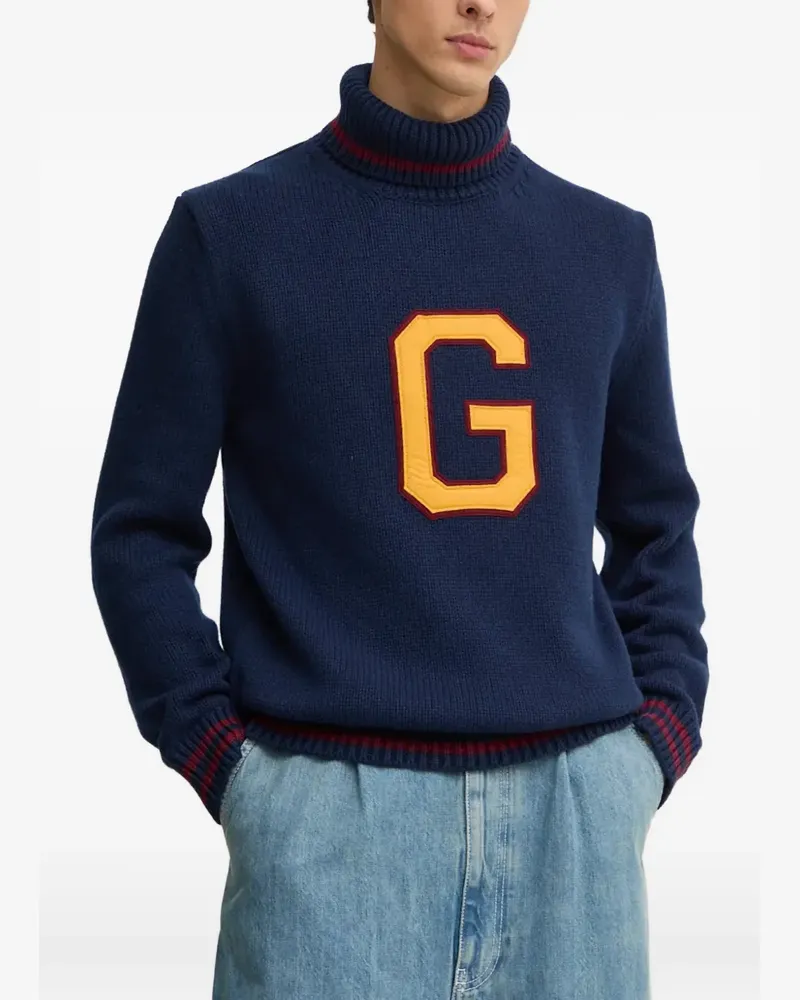Gant Stehkragen-Pullover mit Logo-Applikation - Blau Blau