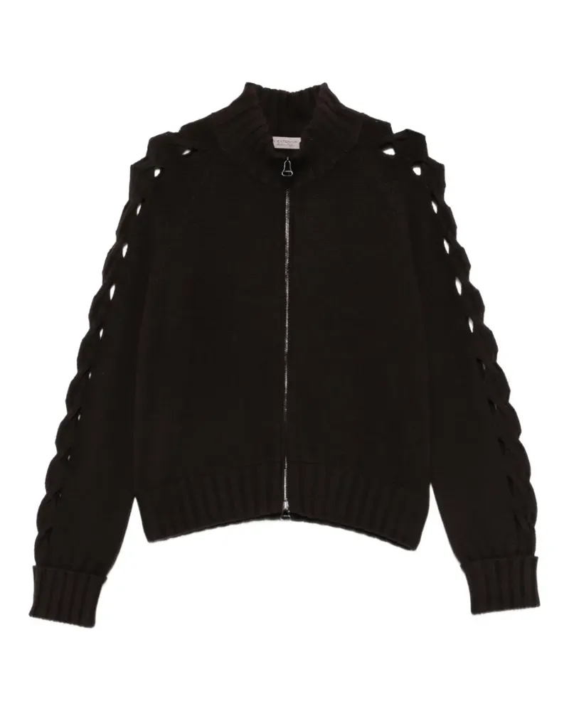 D.EXTERIOR Pullover mit geflochtenen Ärmeln und Reißverschluss - Braun Braun