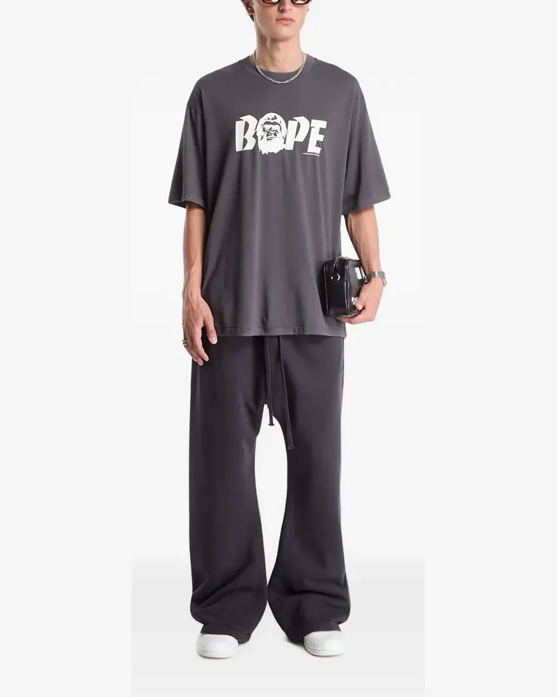 BAPE Locker fallendes T-Shirt mit Logo - Grau Grau