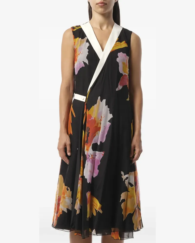 Lanvin floral-print wrap dress - Schwarz Schwarz