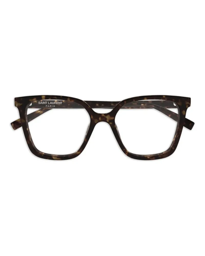 Saint Laurent tortoiseshell-effect square-frame glasses - Braun Braun