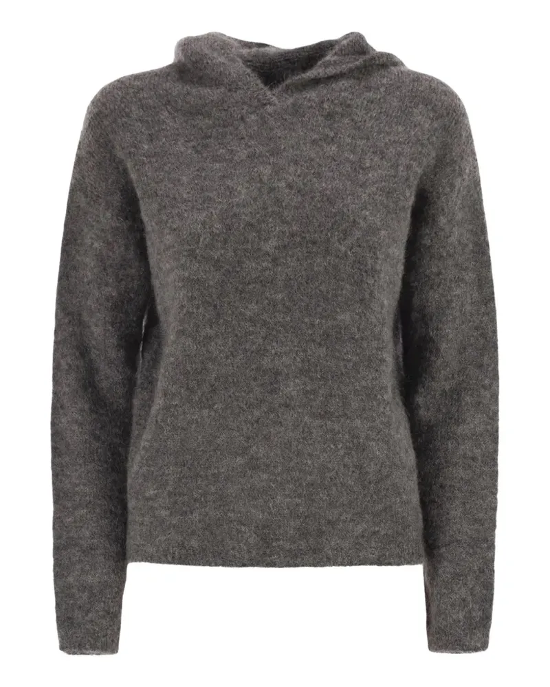 Max Mara Wollpullover mit Kapuze - Grau Grau