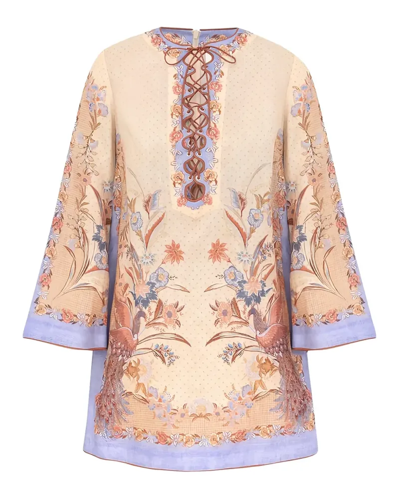 Zimmermann Indra lace-up tunic mini dress - Nude Nude