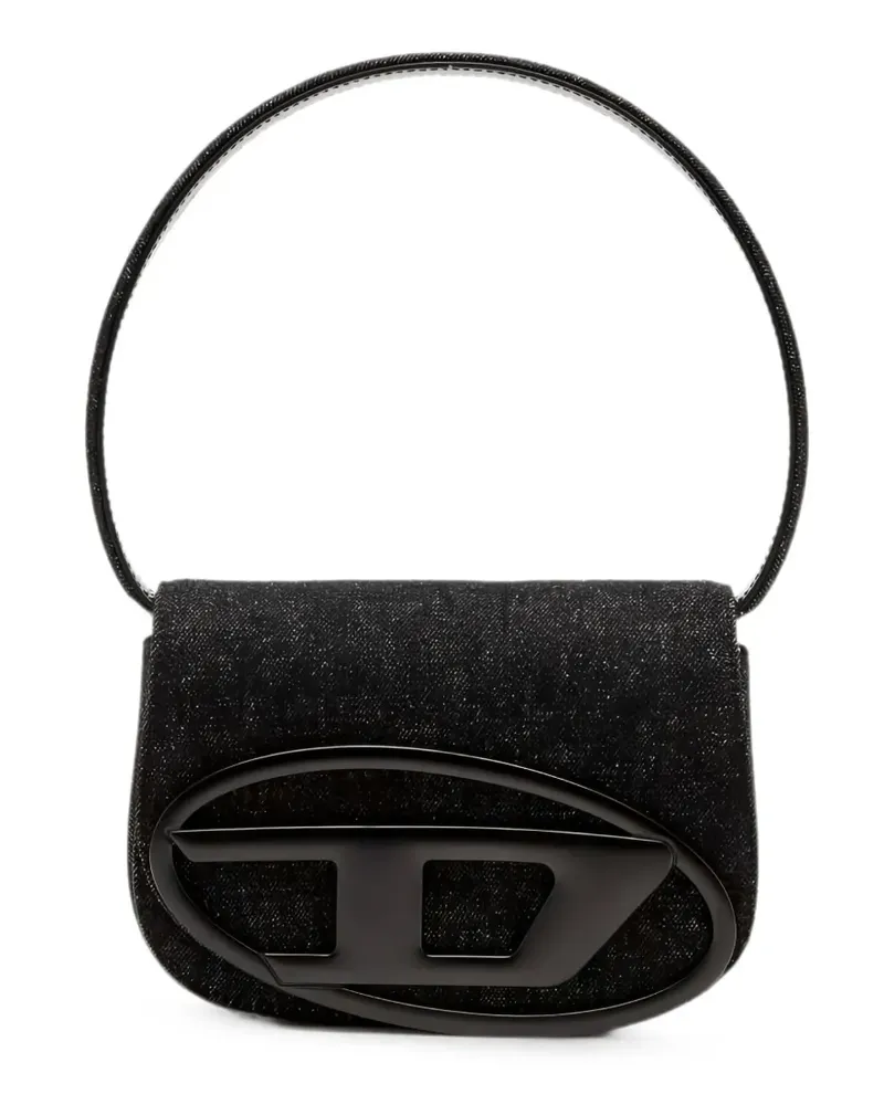 Diesel 1DR Schultertasche mit Logo-Schild - Schwarz Schwarz
