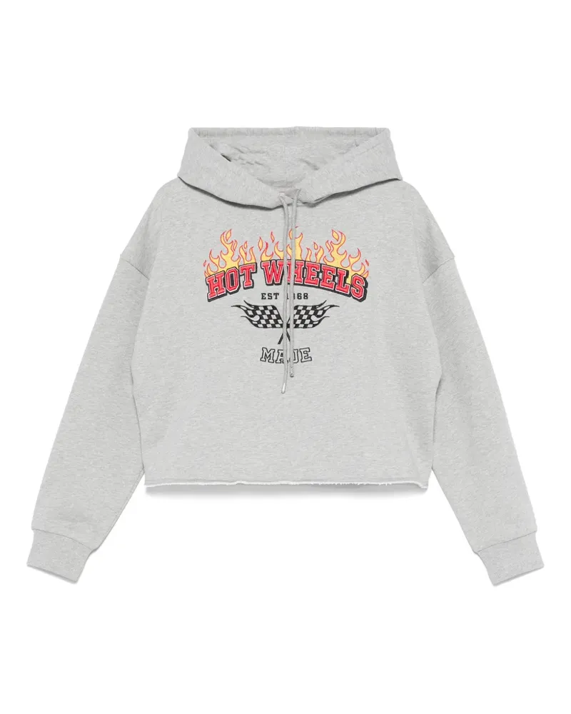 Maje Cropped-Sweatshirt mit Logo-Stickerei - Grau Grau