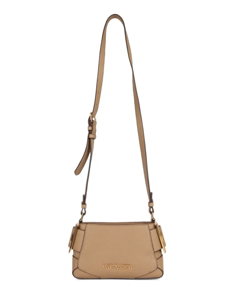 Moschino buckle-detail logo-plaque cross body bag - Nude Nude