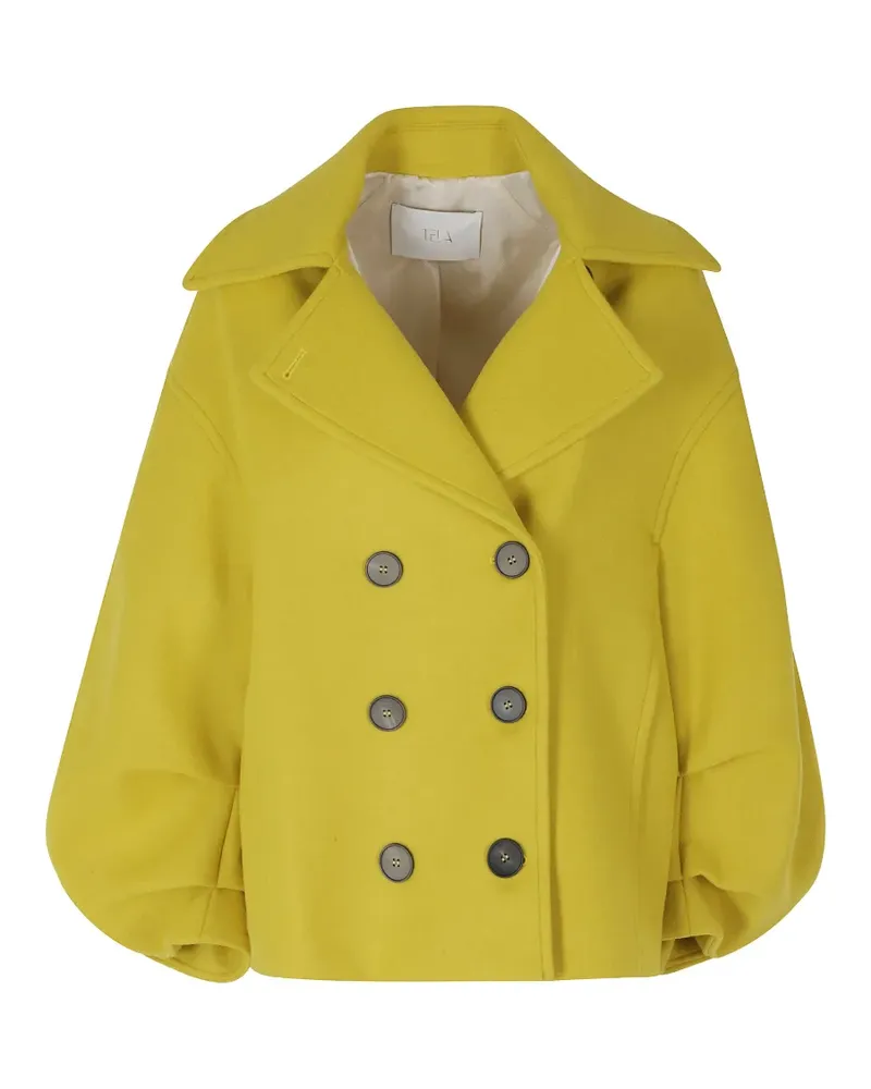 TELA Doppelreihige Jacke mit Puffärmeln - Gelb Gelb