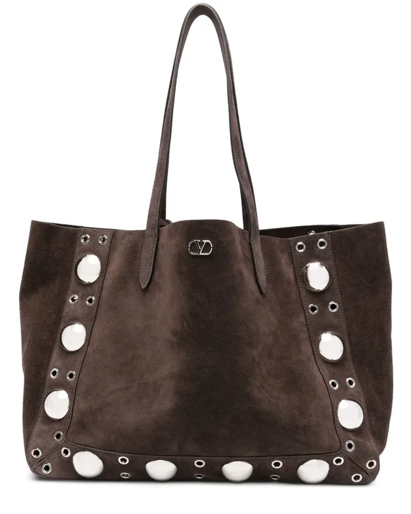 Valentino Garavani eyelet-embellished tote bag - Braun Braun