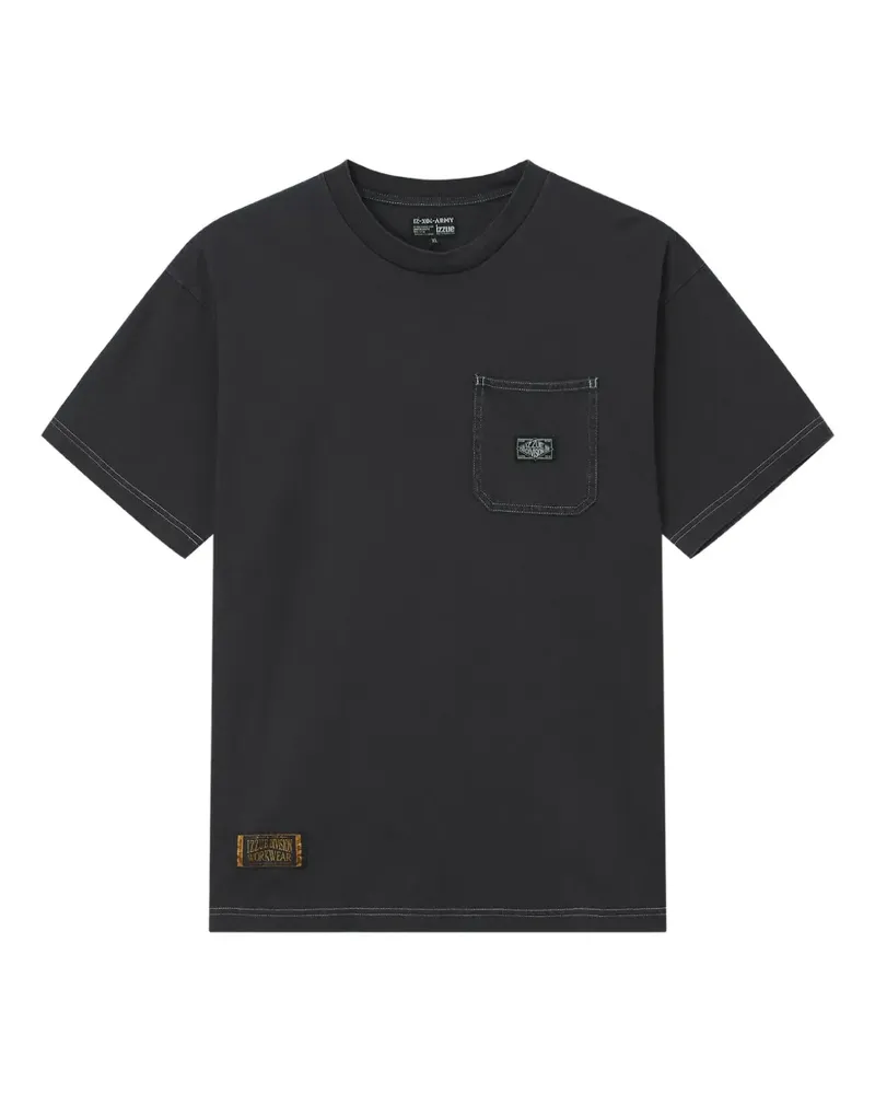 Izzue Besticktes Hemd mit aufgesetzter Tasche - Schwarz Schwarz