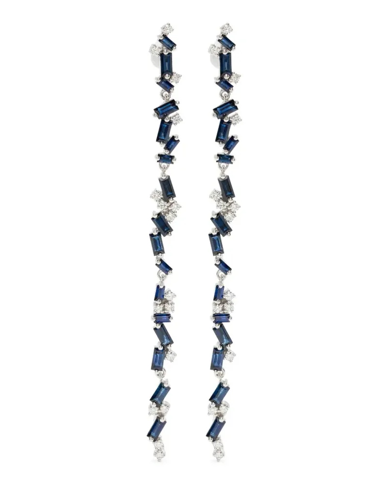Suzanne Kalan 18kt Weißgoldohrringe mit blauem Saphir und Anhänger - Silber Silber