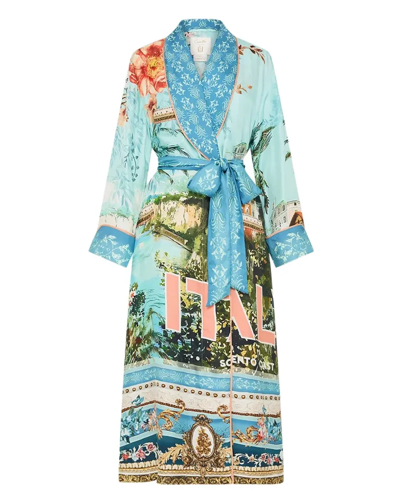 Camilla Sorrento Kimono mit Love-Print - Blau Blau