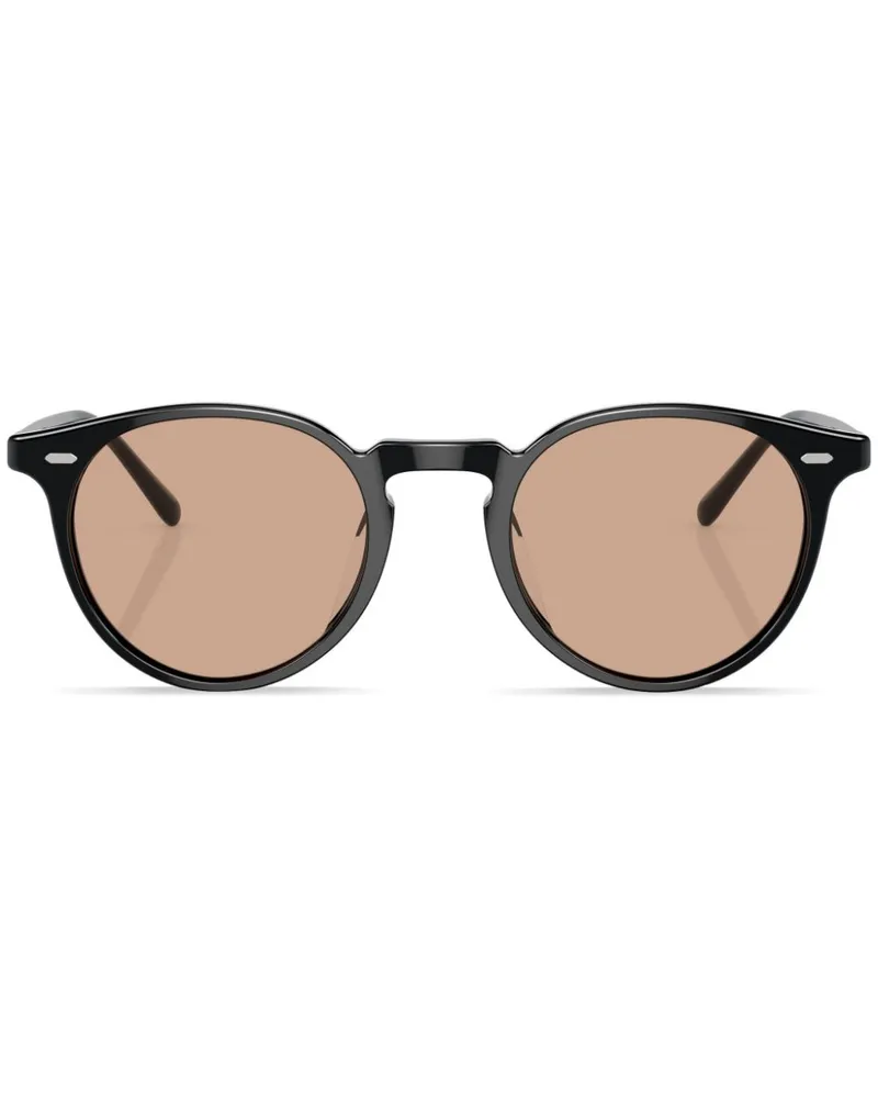 Oliver Peoples N.02 Sonnenbrille mit rundem Gestell - Schwarz Schwarz