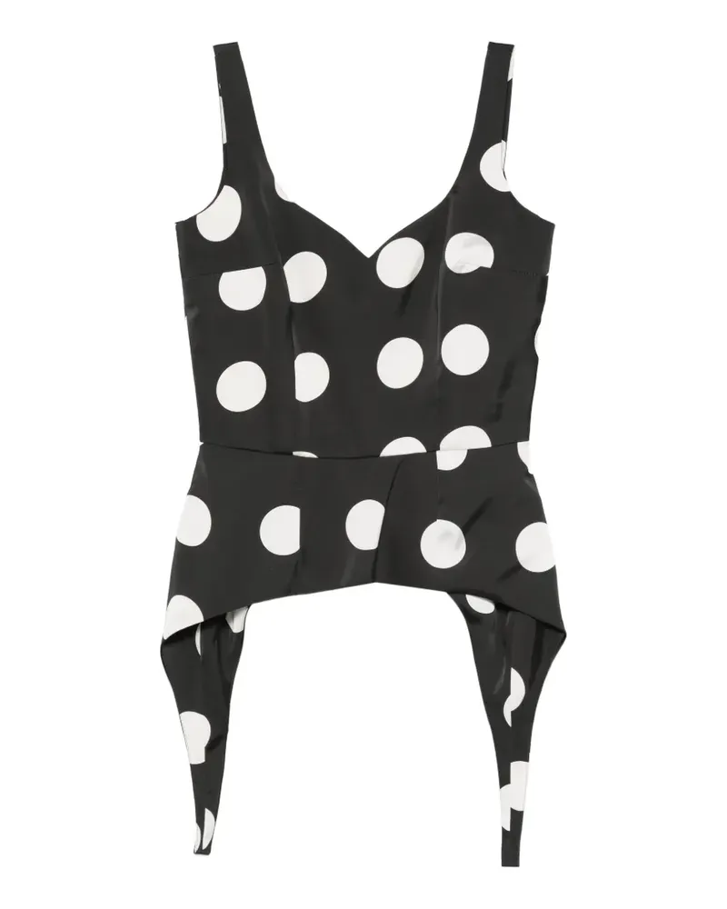 Parlor polka-dot asymmetric top - Schwarz Schwarz