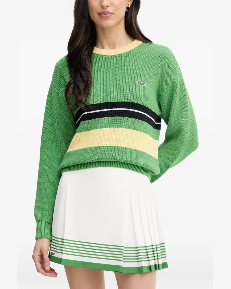 Lacoste Gestreifter Pullover mit Logo - Grün Grün