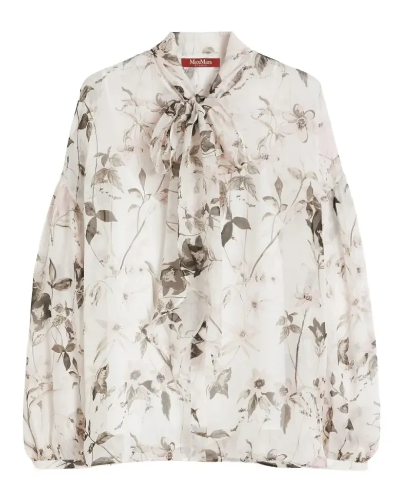 Max Mara Bluse aus bedrucktem Chiffon - Weiß Weiß