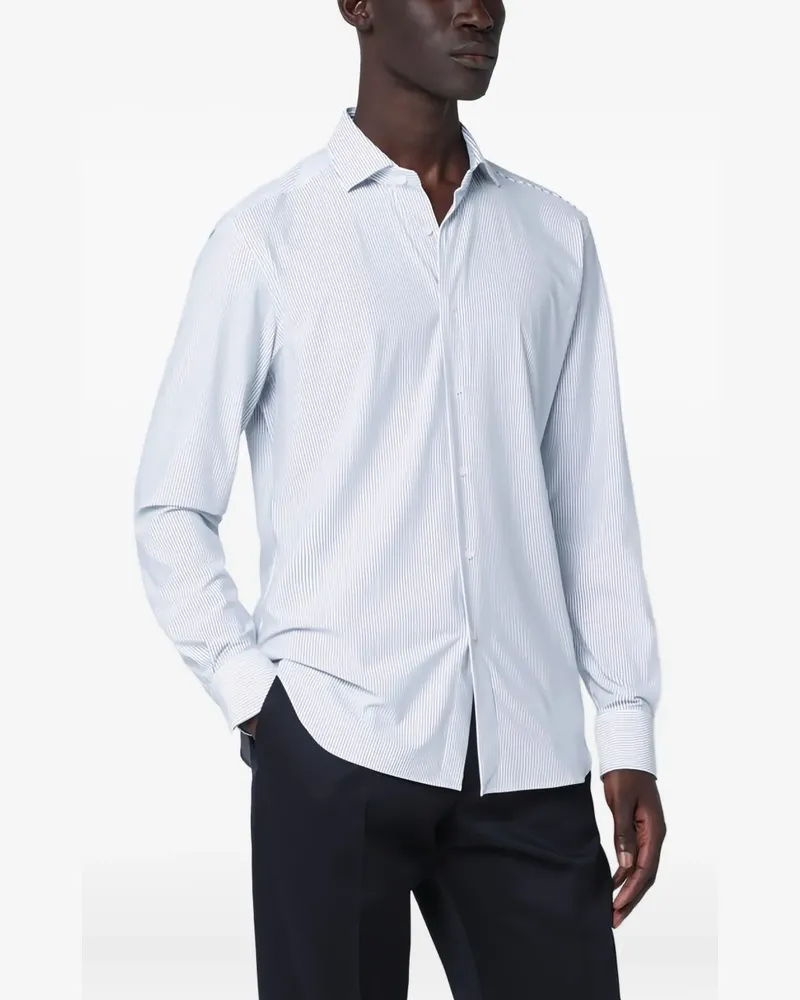 XACUS long-sleeve striped-pattern shirt - Weiß Weiß