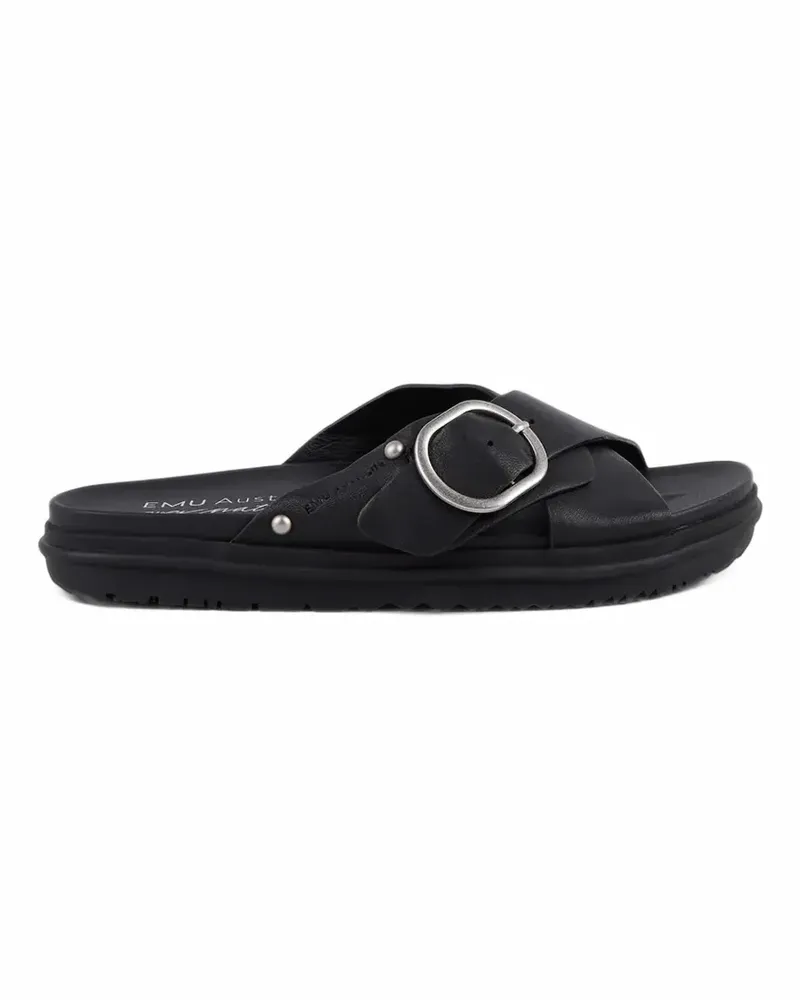 EMU Ebony buckle-detail crossover-strap slides - Schwarz Schwarz