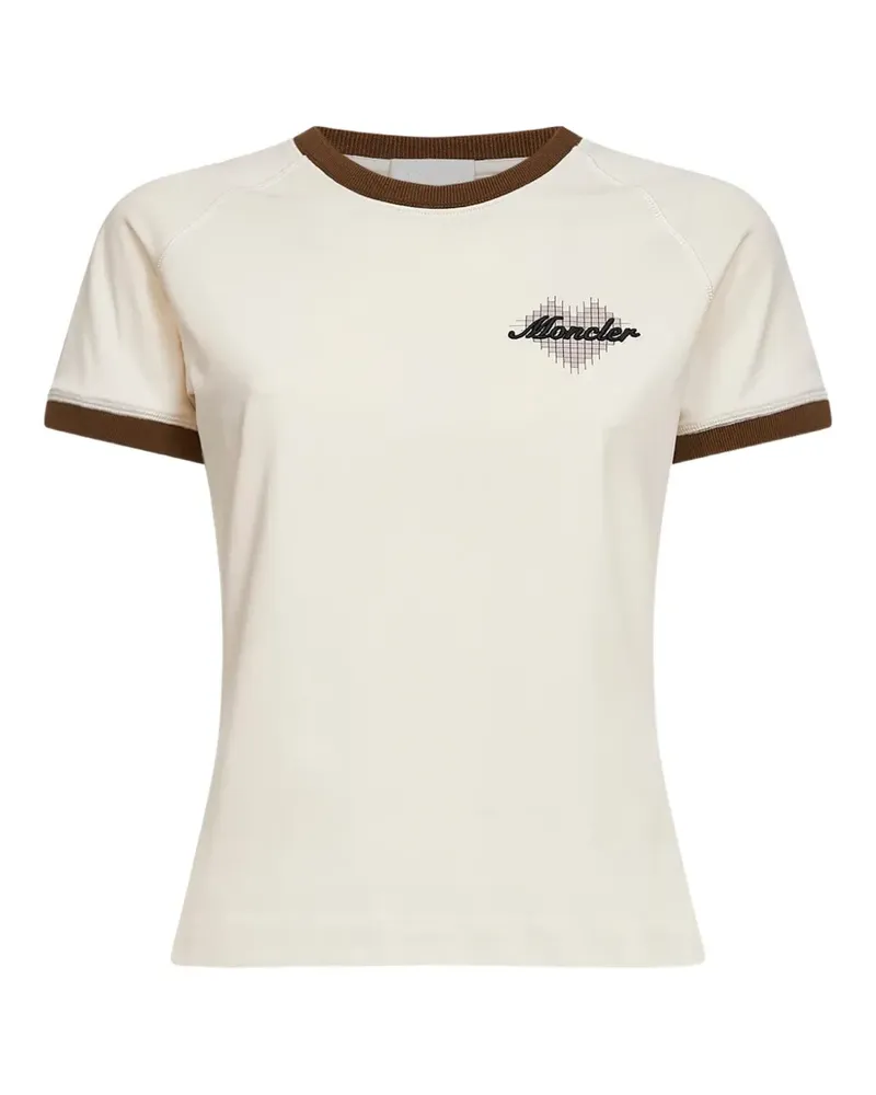 Moncler ribbed-heart print T-shirt - Nude Nude