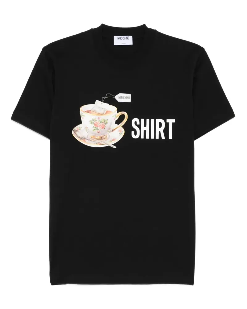 Moschino T-Shirt mit Teetassen-Print - Schwarz Schwarz