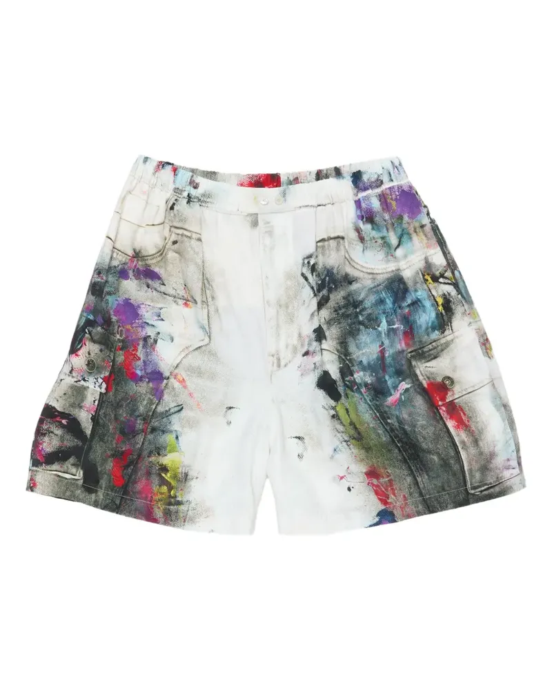 Acne Studios Shorts mit Farbklecks-Print - Weiß Weiß