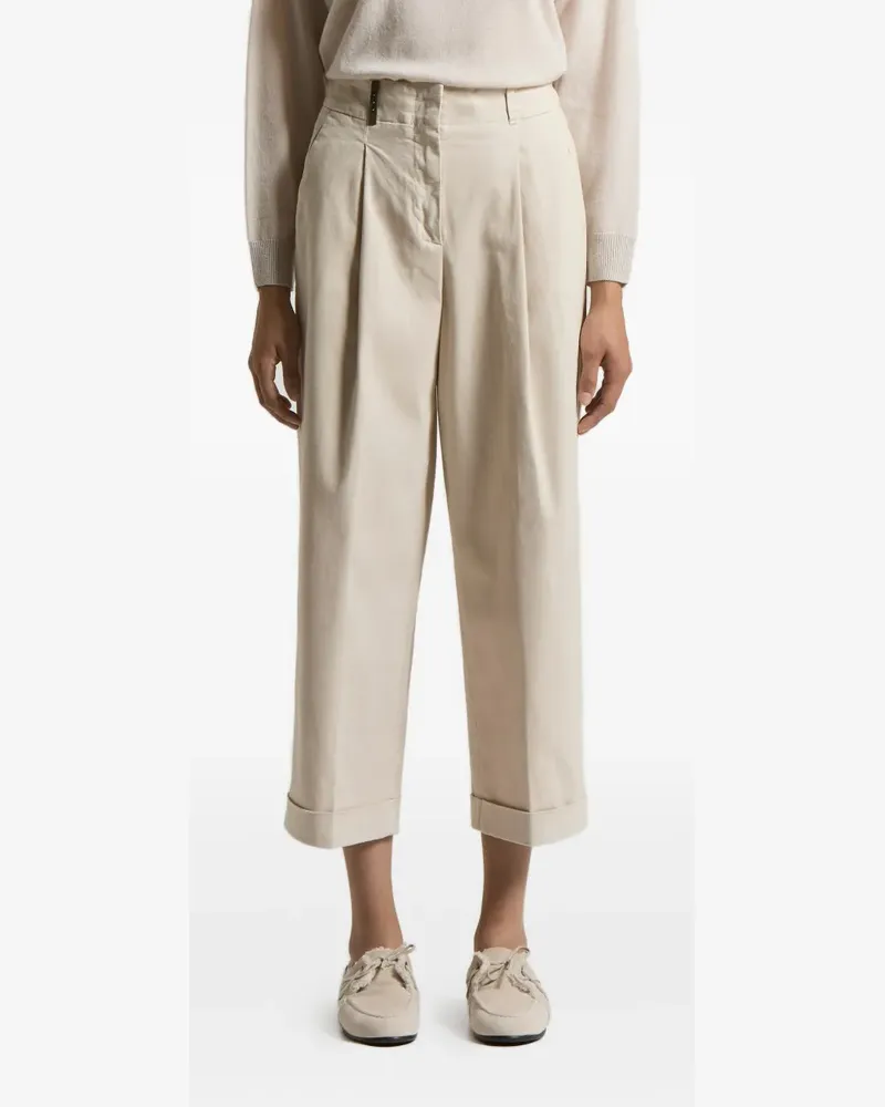 Peserico Cropped-Hose mit Bundfalten - Nude Nude