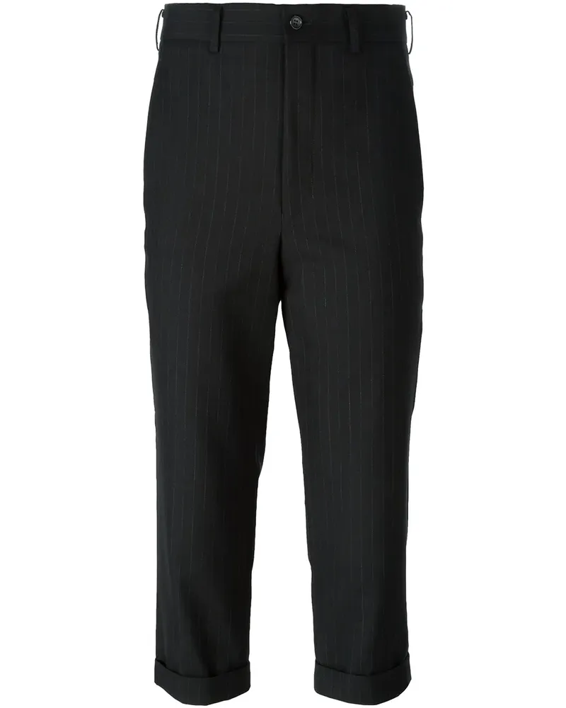 Comme des Garçons Cropped-Hose mit Nadelstreifen - Schwarz Schwarz