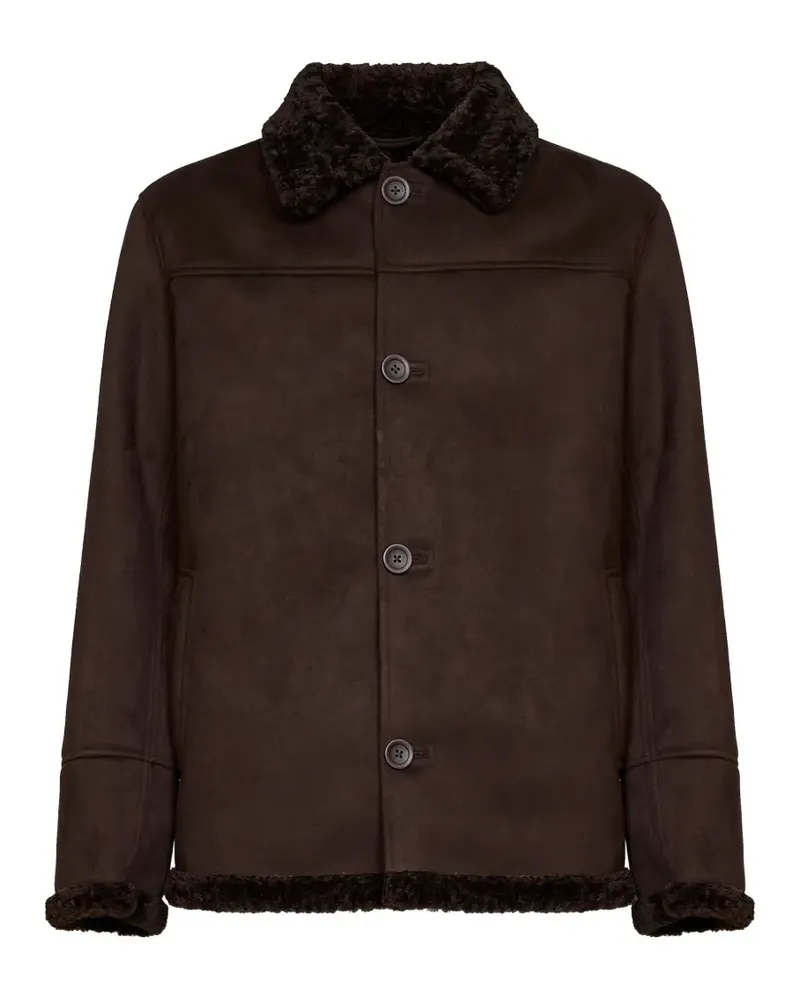 Herno faux-shearling trim jacket - Braun Braun