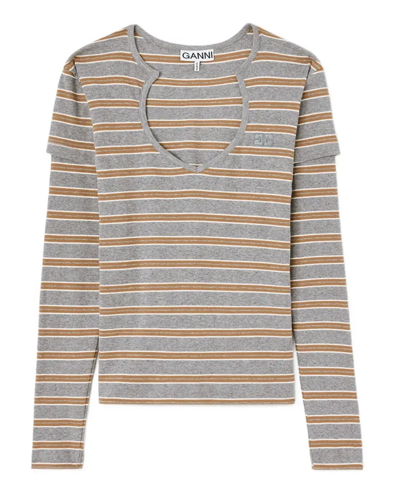 Ganni Gestreiftes Top - Grau Grau