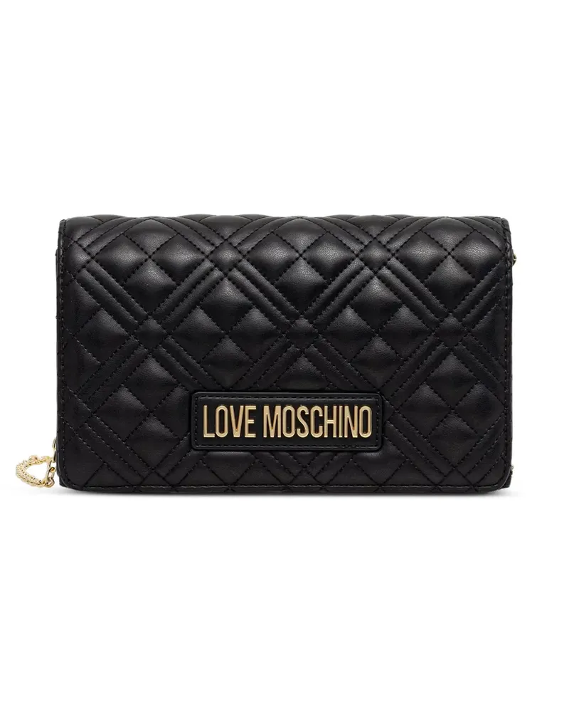 Moschino Gesteppte Schultertasche mit Logo - Schwarz Schwarz