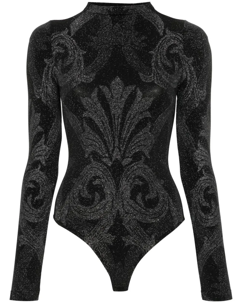 Wolford x ETRO Metallic-Body mit blumigen Jacquardmuster - Schwarz Schwarz