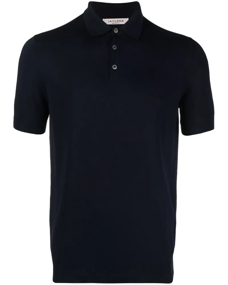 La Fileria Poloshirt aus Pikee - Blau Blau