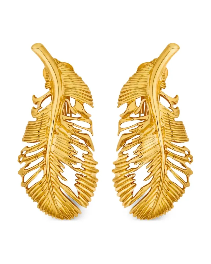 Oscar de la Renta Ohrringe mit Feder - Gold Gold