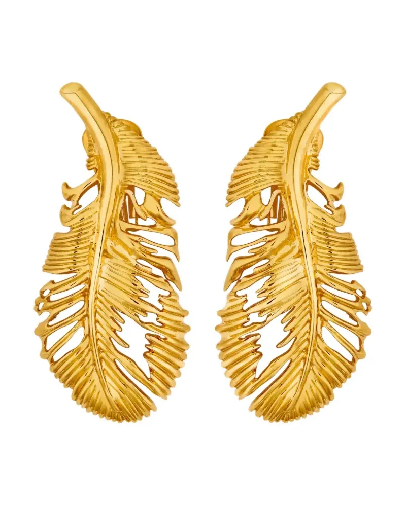 Oscar de la Renta Ohrringe mit Feder - Gold Gold