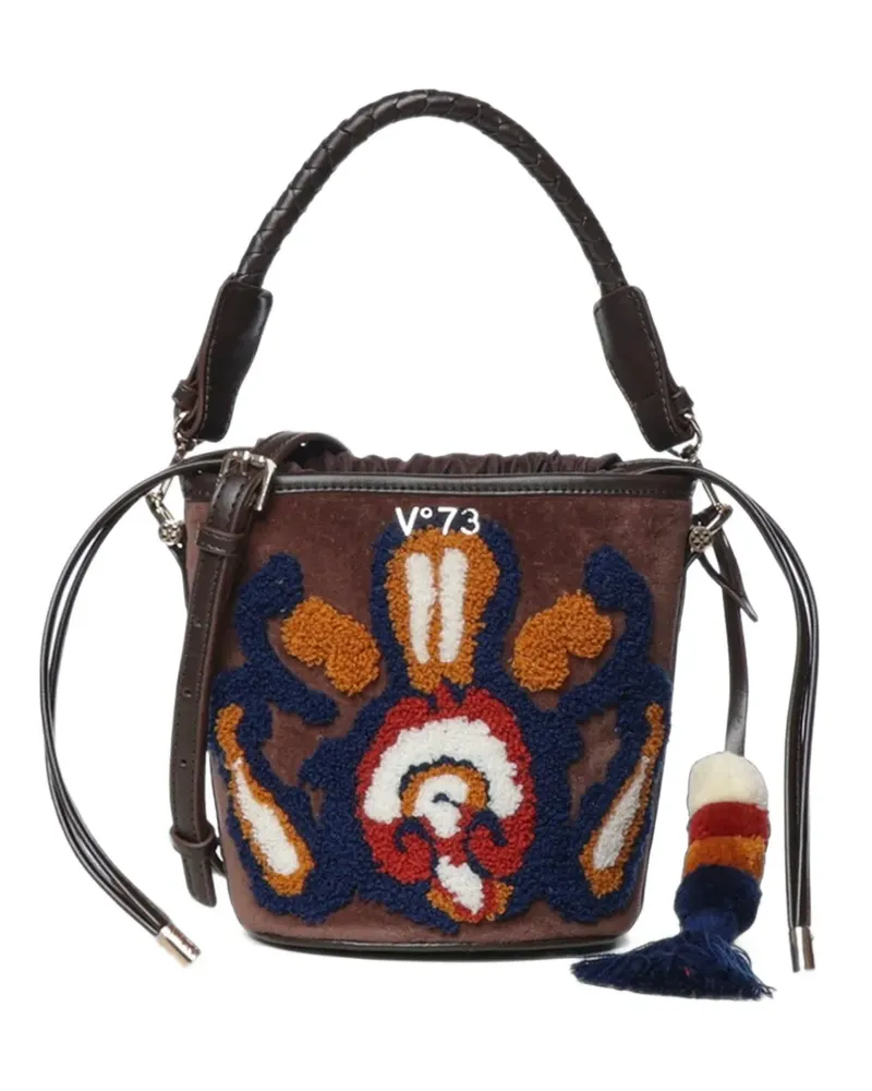 V°73 Quarzo embroidered tassel-embellished bucket mini bag - Braun Braun