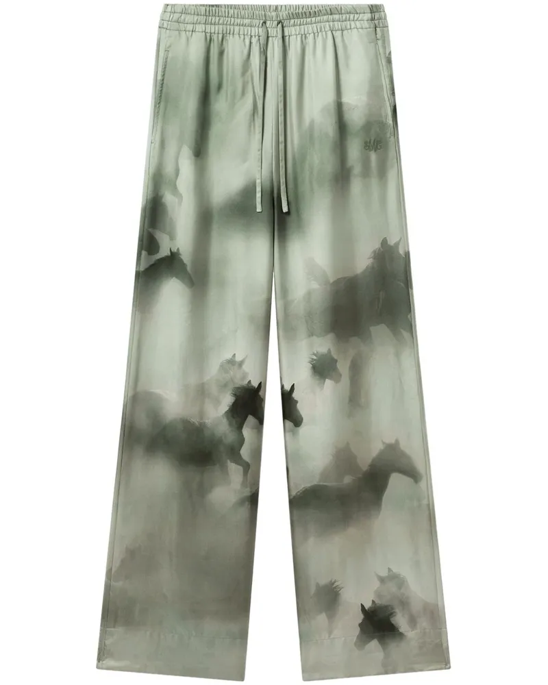 Stella McCartney Palazzohose mit Pferde-Print - Grün Grün