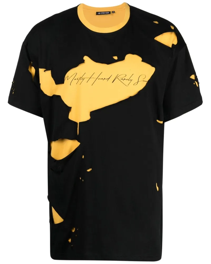 Mostly Heard Rarely Seen T-Shirt in Distressed-Optik Schwarz