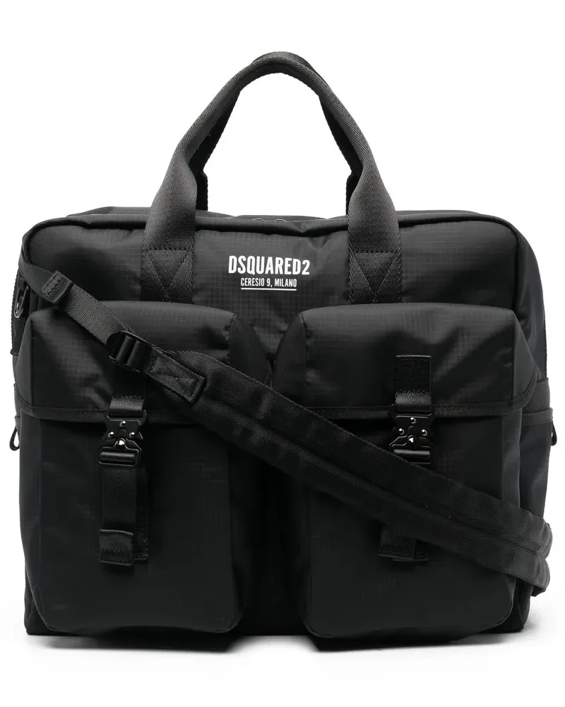 Dsquared2 Laptoptasche mit Patches - Schwarz Schwarz