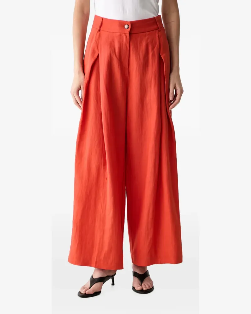 VICOLO pleated wide-leg high-waist trousers - Orange Orange