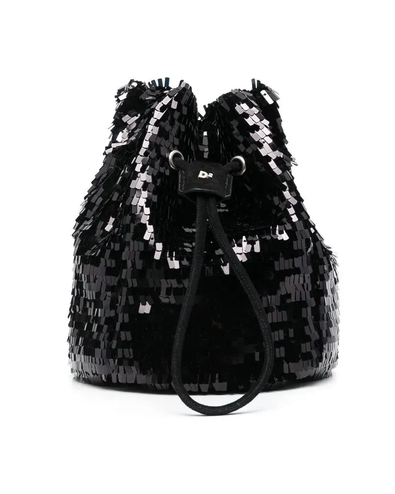 Dsquared2 Beuteltasche mit Pailletten - Schwarz Schwarz
